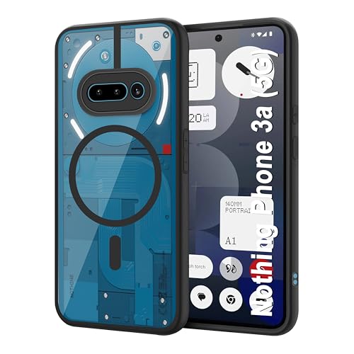 Image of CEDO Backcover for Nothing Phone 3a (5G) | Compatible with Magsafe Wireless Charging | Camera Protection Shockproof Case | Magnetic Ring Lock Transparent Acrylic Clear Backcase (Black)