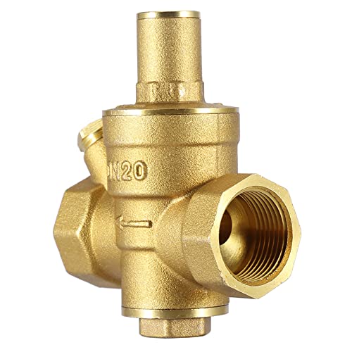 Regulador de Presión de Latón, DN20 3/4 Regulador de Presión de Agua Ajustable Conexión de Rosca Válvula Reguladora Tipo Pistón 1.6MPa 2.56x3.23in Cover