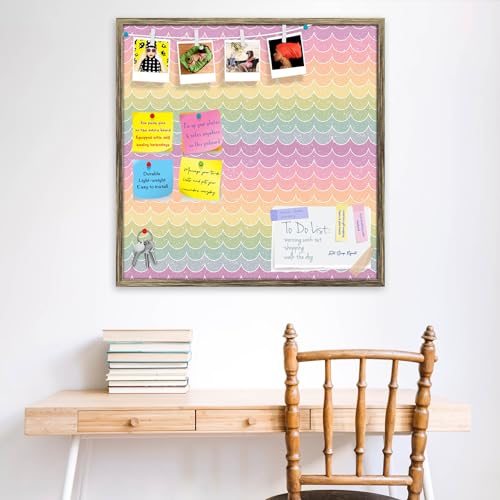 Image of ArtzFolio Wavey | Bulletin Board Notice Pin Board | Vision Soft Board Combo with Thumb Push Pins & Sticky Notes | Antique Golden Frame | 28 x 28 inch (71 x 71 cms)