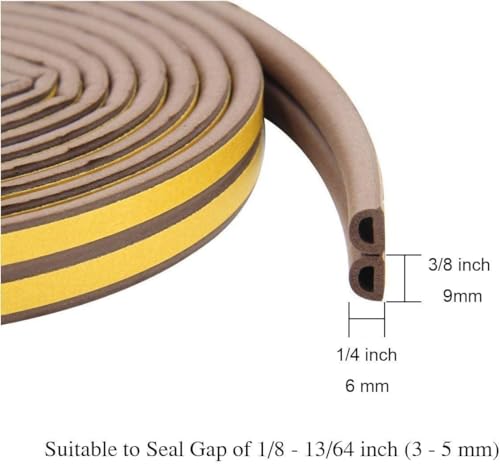 Image of Self-Adhesive Door and Window Seal Strip || Soundproof Door Bottom Sealing Strips for Noise Gap Blocker || Waterproof, DustProof, NoiseProof, Bug, Draft Protector Rubber Strip (Brown)