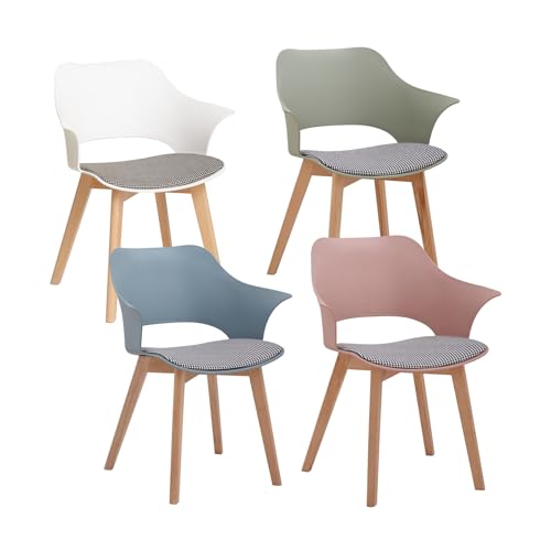 GrandCA HOME 4er-Set Nordischen Küchenstühlen, Esszimmerstuhl mit Massivholzbeinen, Gepolsterte Stühle für Schlafzimmer, Wohnzimmer, Küche,Mix-2