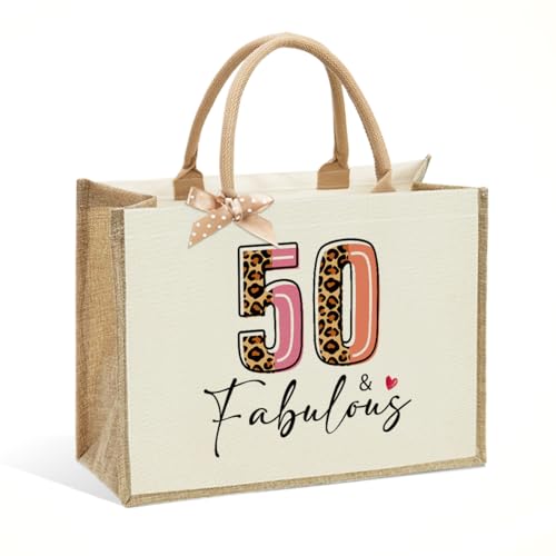 WFDN Vintage 1976 Theme 50th Birthday Tote Bag for Women, Vintage N°50 Tote Bag - Large Beige Gift for Mom, Mother’s Day, Thanksgiving & Christmas