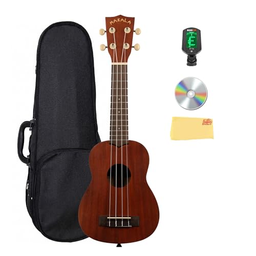 Makala Soprano Ukulele Bundle with Case, Tuner, Instructional DVD