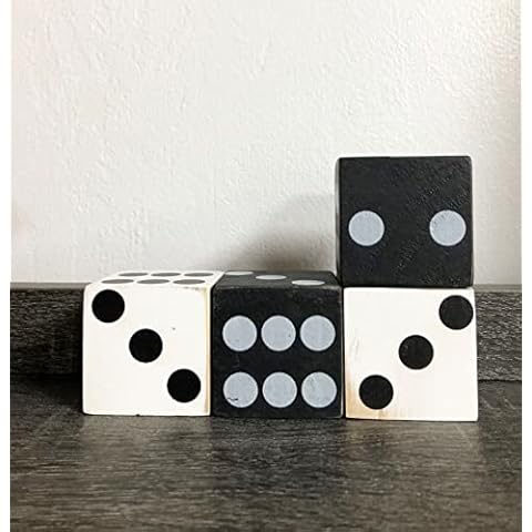 First of a Kind Large Decorative Mango Wood Dice, Set of 4 - Dice for Tabletop, Shelf & Standing Display - 2" Four Decorative Dice Set - Farmhouse Decor Dice in Black & White Colors Cover