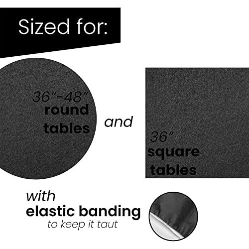 Poker Table Cover Felt for Games Fitted Round Black Tablecloth Elastic Tables 36 or 42 in to 48 inches (Black, 36) - Thumbnail 5