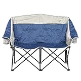 SUNNYFEEL Folding Double Camping Chair, Oversized Loveseat Chair, Heavy Duty Portable/Foldable Lawn Chair with Storage for Outside/Outdoor/Travel/Picnic, Fold Up Camp Chairs for Adults 2 People