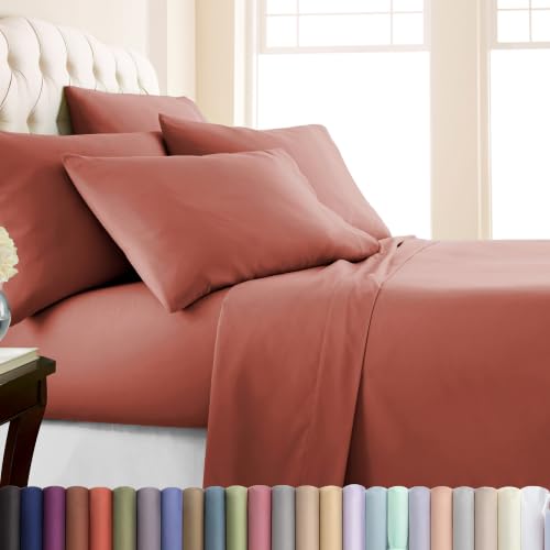 16 Inch Deep Pocket King Sheets Set Soft Microfiber Marsala Terracotta