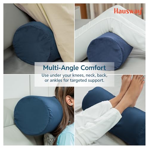 Image of Memory Foam Bolsters for Sofa, Bed Pillows for Rest and Support - Navy Blue Velvet Cover, 22 inch x 8 inch x 8 inch - Pack of 1