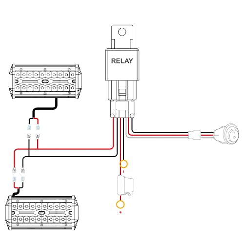 Image of Nilight LED Lights 2PCS 6.5 Inch with Wiring Kit on Truck SUV, Red Shell | Triple Row Spot Flood Combo, 16AWG Harness, Fog Driving Work Off-Road Lighting on Boat Tractor Golf Cart UTV ATV, ZH802