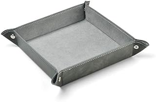 Oirlv PU Leather Organiser Tray, Catchall Tray, Men Women Jewelry Key Tray, Desk Storage Plate for Key Coin Phone Jewelry Wallet, Medium Size (Grey)