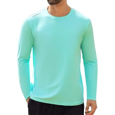 Angel season Swim Shirt Beach Shirts for Men Fishing Hiking Pool Water Waterproof Quick Dry Long Sleeve Swimming Shirts Swimwear for Men Mint Green Cover