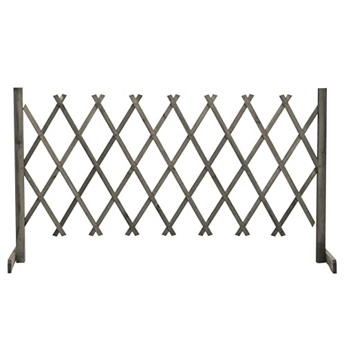 Mengtu Garten Rankzaun Erweiterbar Rankgitter Rankhilfe Kletterhilfe für Rankgewächse Rankhilfe Kletterpflanzen Garten Terrasse Balkon Grau 150x80 cm Massivholz Tanne Garten Möbel