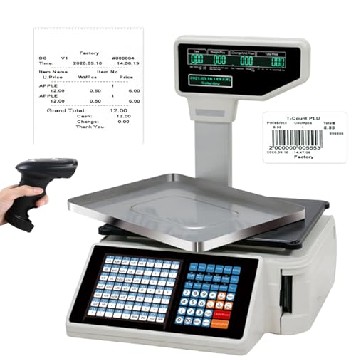 Báscula digital con impresora térmica y doble pantalla LCD miniatura 1