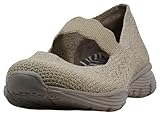 Skechers Women's Seager-Power Hitter-Engineered Knit Mary Jane Flat, Taupe, 8.5 M US