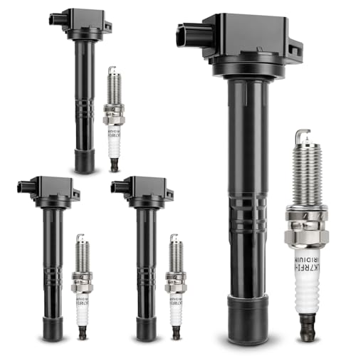 Image of X4XZ UF602 Ignition Coil & 97390 Double Iridium Spark Plug OE# 5C1719 C1662 | for 2.4L Honda Accord 2008-2012,CR-V 2010-2014,Civic 2012-2015,Crosstour 2012-2015 /Acura ILX 2013-15 Relapces# 30520-R40-007