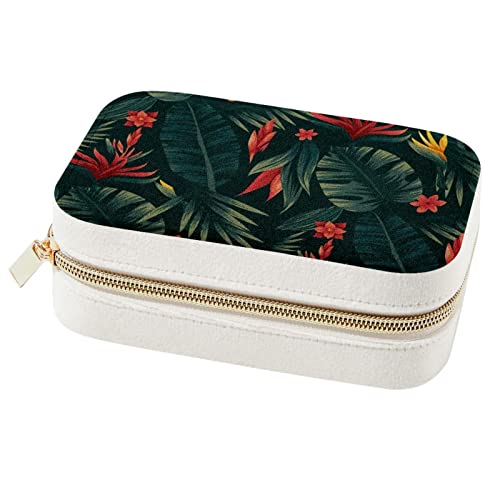 Boîte à bijoux de voyage tropicale pour bagues et colliers