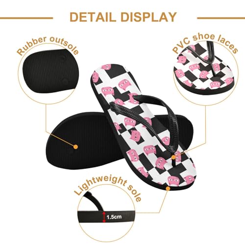 Cute Pink Cat Black White Flip Flop Beach Summer Casual Sandal for Women & Men Shower Shoes 208617332