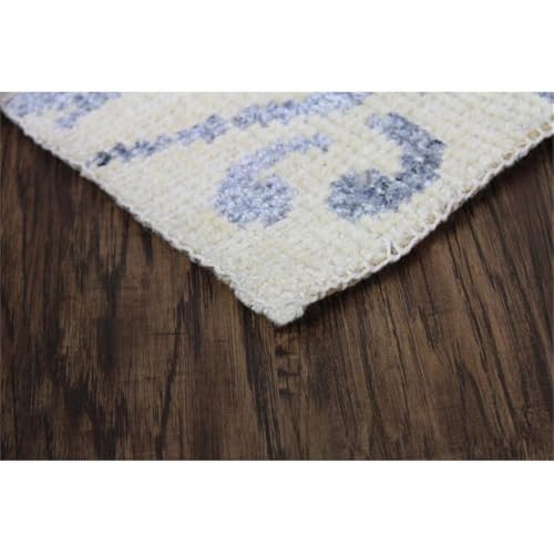 Pemberly Row 2x3 Hand-Knotted New Zealand Wool Area Rug, Beige with Light Blue/Gray Pattern, Plant-Based Hand-Dyed Pigments, Durable Soft Accent Rug for Entryways, Bedsides or Small Spaces - Image 3