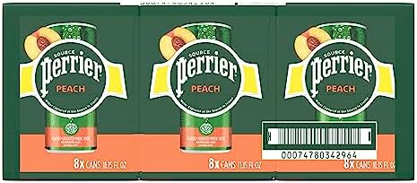 Perrier Peach Flavored Sparkling Water, 11.15 Fl Oz Cans (24 Count)