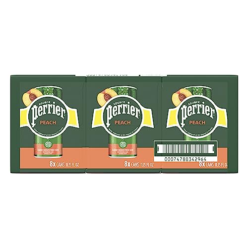 Perrier Peach Flavored Sparkling Water, 11.15 Fl Oz Cans (24 Count) #TOP5