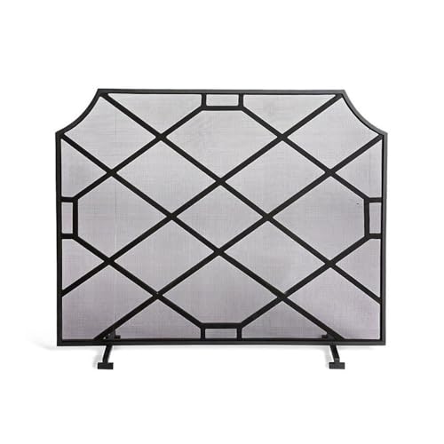 Pantalla para Chimenea, Mampara de Chimenea Minimalista Metal ignífugo for salón, con diseño Rombos