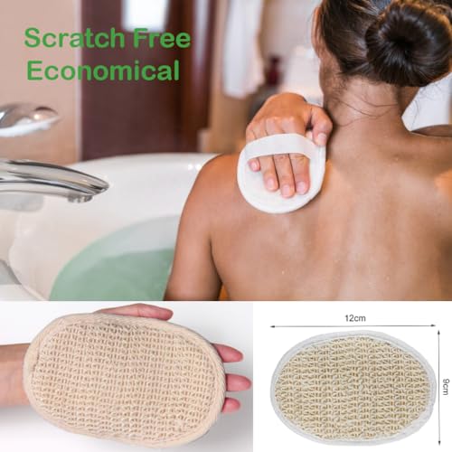 Image of Adbeni Natural Jute Bath Loofah Pad for Body Scrubbing | Exfoliating Shower Sponge with Hand Strap | Eco Friendly Body Scrubber for Dead Skin Removal | Reusable Bathing Loofah for Men & Women | Pack of 6