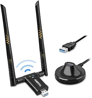 Aigital USB WiFi Adapter, 1200Mbps Dual Band Dongle 2.4G/5G with 3.0 Cradle, High Gain Antenna Extension Cable Wireless Network Adapter for PC Desktop Laptop Support Windows 11/10/8/7 Mac Os X, Black