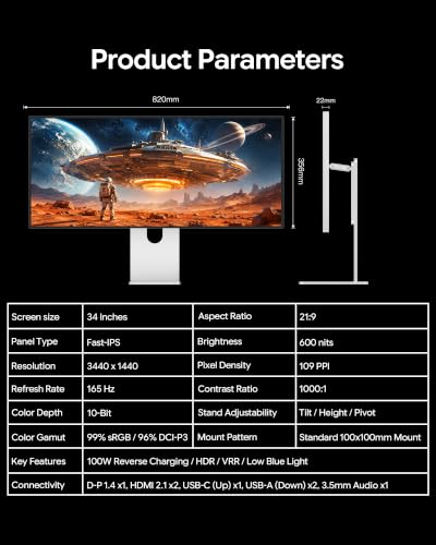 Kuycon Q34W 34 inch 4K Gaming Monitor, IPS Glossy (Honeycomb Without Stand) - image 8