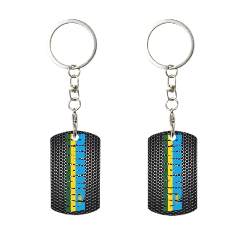 Porte-clés rectangulaire en métal avec texte « Drapeau du Rwanda », personnalisable, pour la maison, le bureau et la moto.