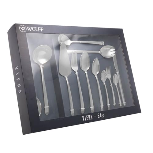 WOLFF Faqueiro de Aço Inox Viena 54 Peças Com Caixa Litografada - Jogos de Talheres - Mesa Posta - U