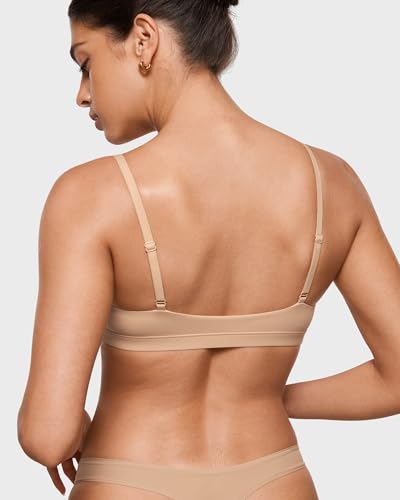 Image of INLYRIC Women's Inbarely Triangle Bralette Plunge Unlined Seamless Bra No Underwire Sexy Comfortable Everyday