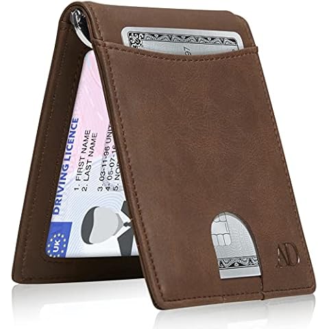 Access Denied Slim Bifold Wallets for Men - Thin Minimalist Money Clip Wallet Mens Front Pocket Credit Card Holder RFID Blocking (Brown Crazyhorse) Cover