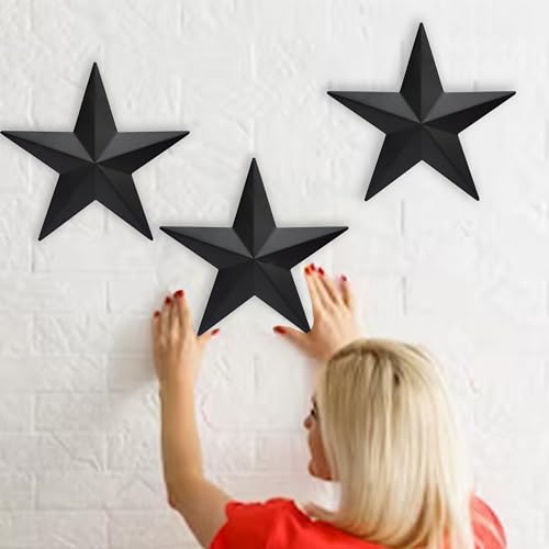 Joyevy 12 Inch Black Barn Star Wall Decor,Metal Stars Rustic Vintage Western Country Farmhouse Home Indoor Or Outdoor Wall Decoration,Texas Stars For House Wall Art Décor thumb #4