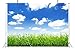 BELECO 7x5ft Fabric Blue Sky Spring Meadow Backdrop Green Grass Lawn Blue Sky White Clouds Photography Background Outdoor Nature Scenery Easter Decor Kid Baby Portrait Photo Studio Props Wallpaper