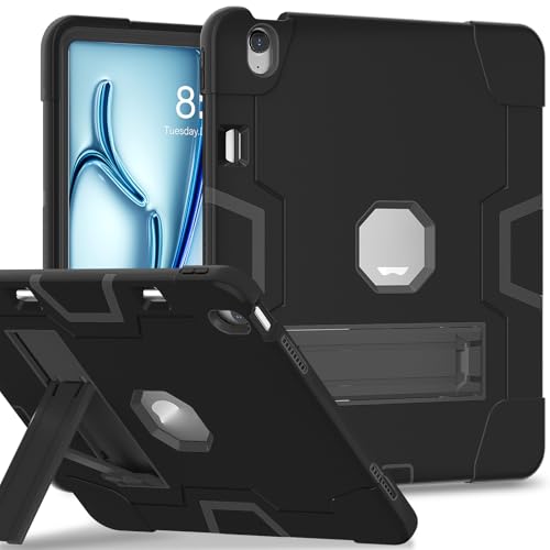 Coque iPad Air 13 M3 2025 antichoc noire en TPU avec porte-crayon