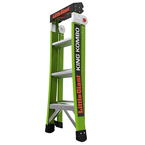 Little Giant Ladders, King Kombo, Professional, 4 Ft. A Frame, 6 Ft. Extension, Fiberglass, Type 1AA, 375 lbs weight rating, (13470-001)