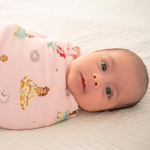 Image of HALO Disney Baby 100% Cotton Sleepsack Swaddle, 3-Way Adjustable Wearable Blanket, TOG 1.5, Disney Princess, Newborn, 0-3 Months