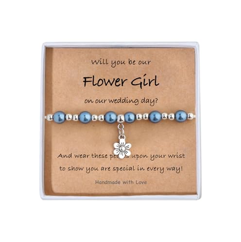 Image of Flower Girl Proposal Gifts, Will You Be My Flower Girl? Thank You Bridesmaid Cute Stretchy Bracelet Gifts for Girls On Wedding Day