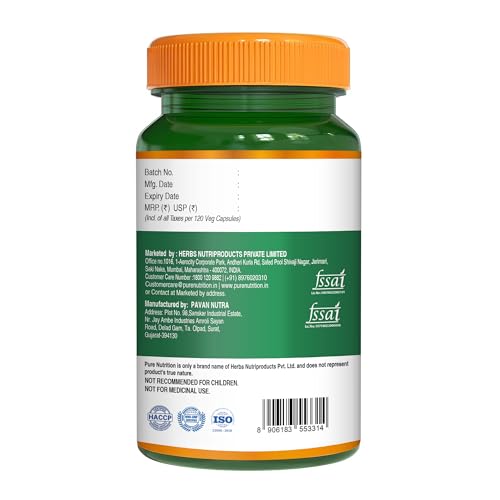 Image of Pure Nutrition L-Tyrosine 500mg | 60 Veg Capsules | Supports Focus, Memory & Cognitive Performance | Helps Reduce Stress & Fatigue | Promotes Healthy Thyroid Function