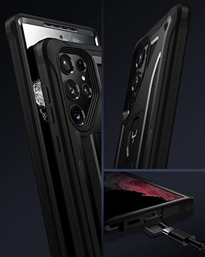 Youmaker Galaxy S22 Ultra Case, [Military Grade] Heavy Duty Rugged Shockproof Cover With Kickstand - Black #TOP5