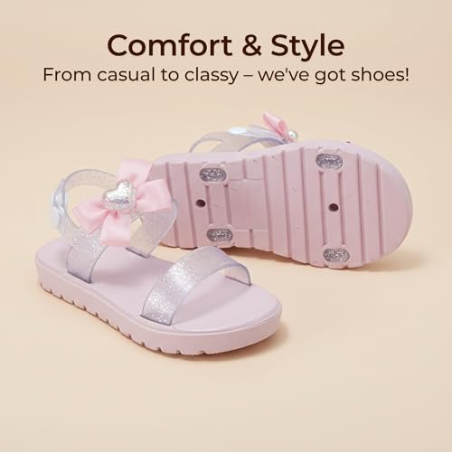 Image of bebe Girl's Flat Sandals - PCU Sandals with Flower, Bow, and Rhinestone Details for Toddler /Little Kid /Big Kid