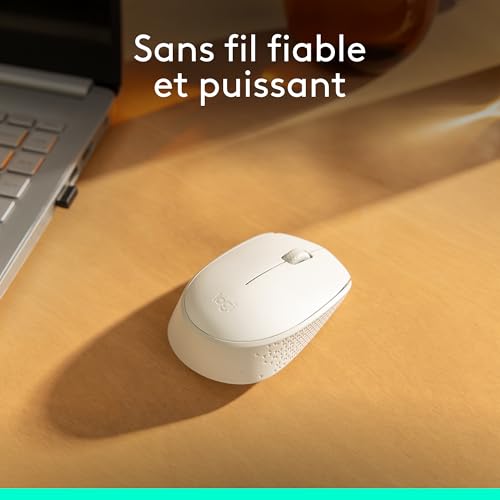Logitech M171 Souris sans Fil pour PC, Mac, Ordinateur Portable, 2,4 GHz avec Mini-récepteur USB, Suivi Optique, Autonomie De Piles De 12 Mois, Ambidextre - Blanc