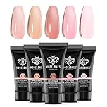 Modelones Poly Gel Set 6 Colors Jelly Gel Milky White Sheer Pink Nude Translucent Nail Extension Kit DIY Art for Girls Women