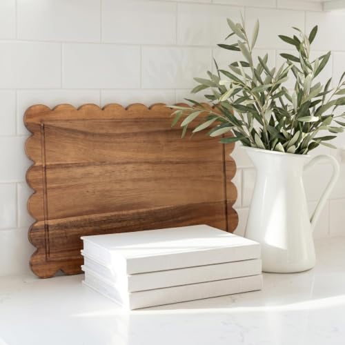 Tabla de cortar scalloped madera acacia 38x25 cm miniatura 6