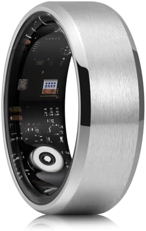 King Will 8mm Men's Silver Smart Rings, Matte Surface Beveled Edge, Waterproof Wedding Band, Comfort Fit Size 10