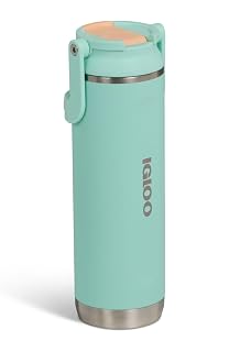 IGLOO Botella Térmica Sipper 20 – Botella en acero inoxidable de 570 ml, aislada y a prueba de fugas, adecuada para bebidas gaseosas, color verde – Sin BPA, para bebidas calientes y frías - Amazon product rated Grade A