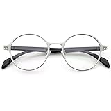 PenSee Oval Round Circle Eye Glasses Large Oversized Metal Frame Clear Lens