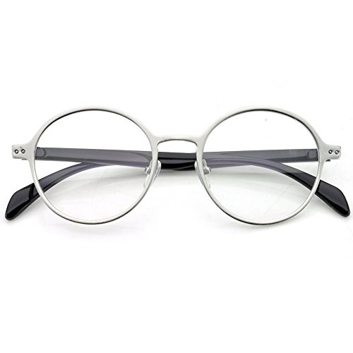 PenSee Oval Round Circle Eye Glasses Large Oversized Metal Frame Clear Lens