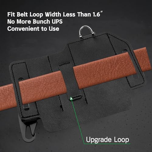 Leder-Multitool-Etui, Multitool-Gürtelscheide, Werkzeugholster für Gürtel für Taschenlampe, Stift und Schlüsselanhänger-Clip, Ledertaschen-Organizer (schwarz)