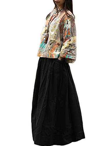 LUZU JUNU Women's Elastic Maxi Skirt Summer Pleated High Waisted Casual Long Skirts with Pockets3